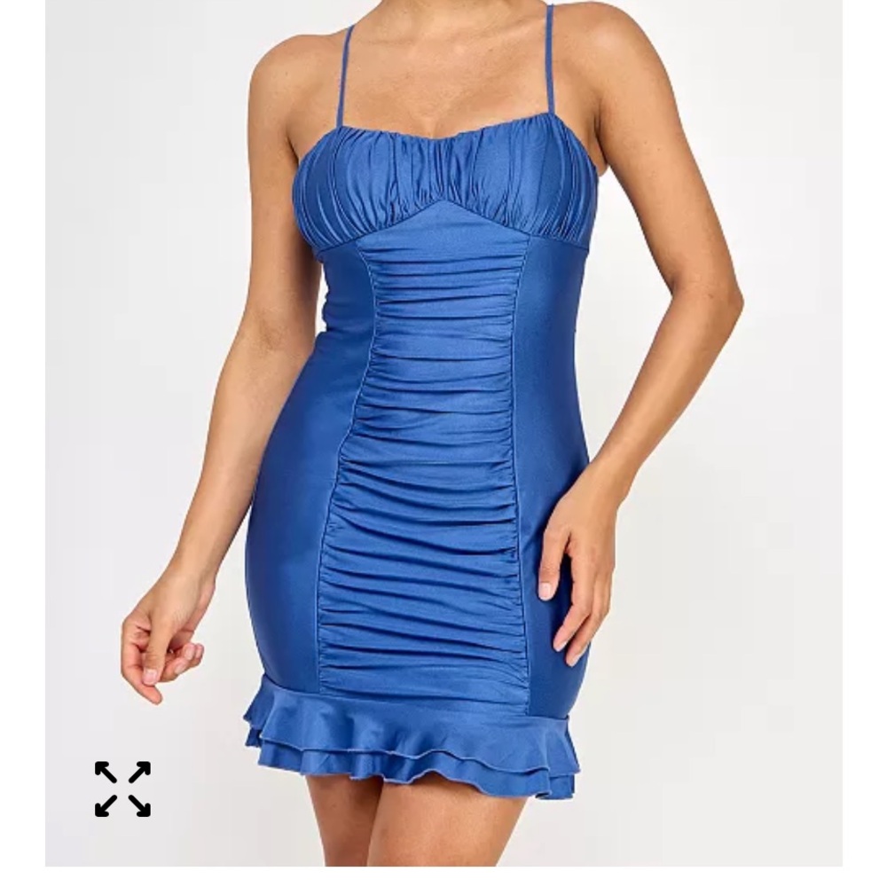 Elegant Blue Ruched Dress - NWT - Size Small